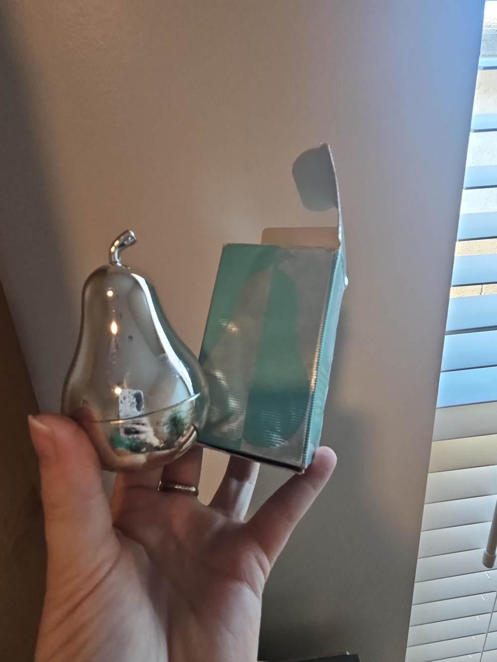 Vintage Avon Silver Pear Cream - Shiny Metallic Decor